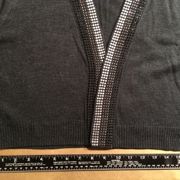 CALVIN KLEIN Rhinestone CROPPED Shrug, Dark Gray, NWT, Women’s Size M - Picture 6 of 9